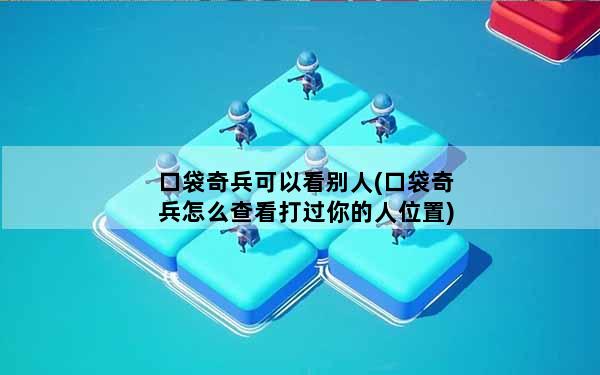 口袋奇兵可以看别人(口袋奇兵怎么查看打过你的人位置)